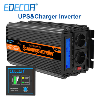 EDECOA Pure Sine Wave Power Inverter 12V to 220V 2500W UPS