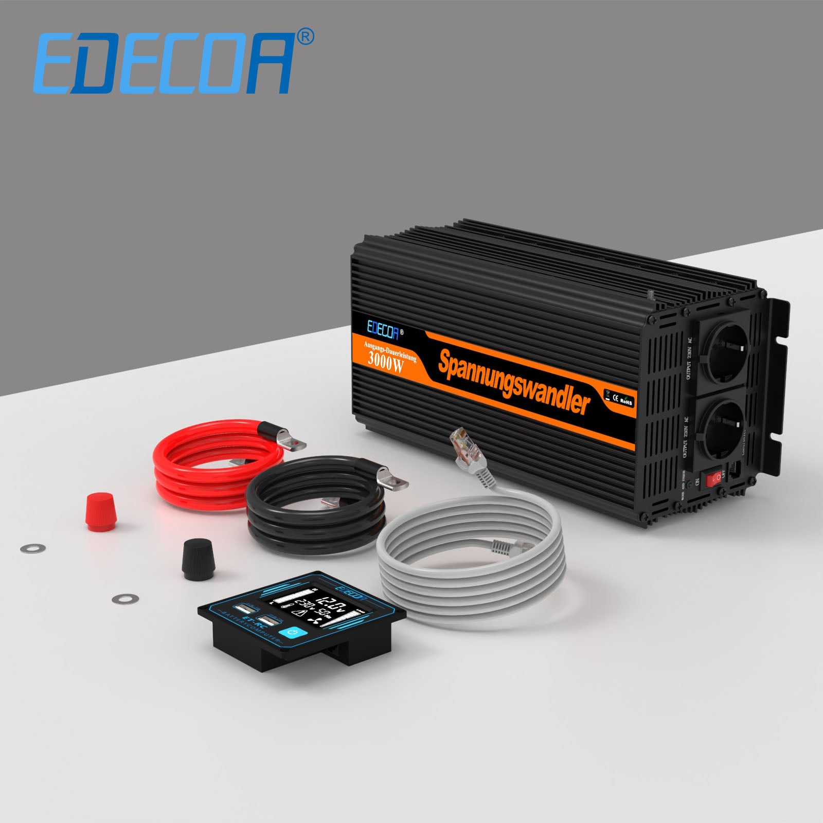 EDECOA 3000W DC 12V AC 220V 230V modified sine wave power inverter