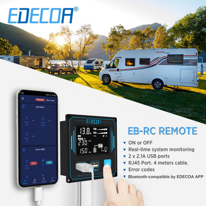 EDECOA 3500W DC 12V AC 220V 230V pure sine wave power inverter bluetooth-compatible