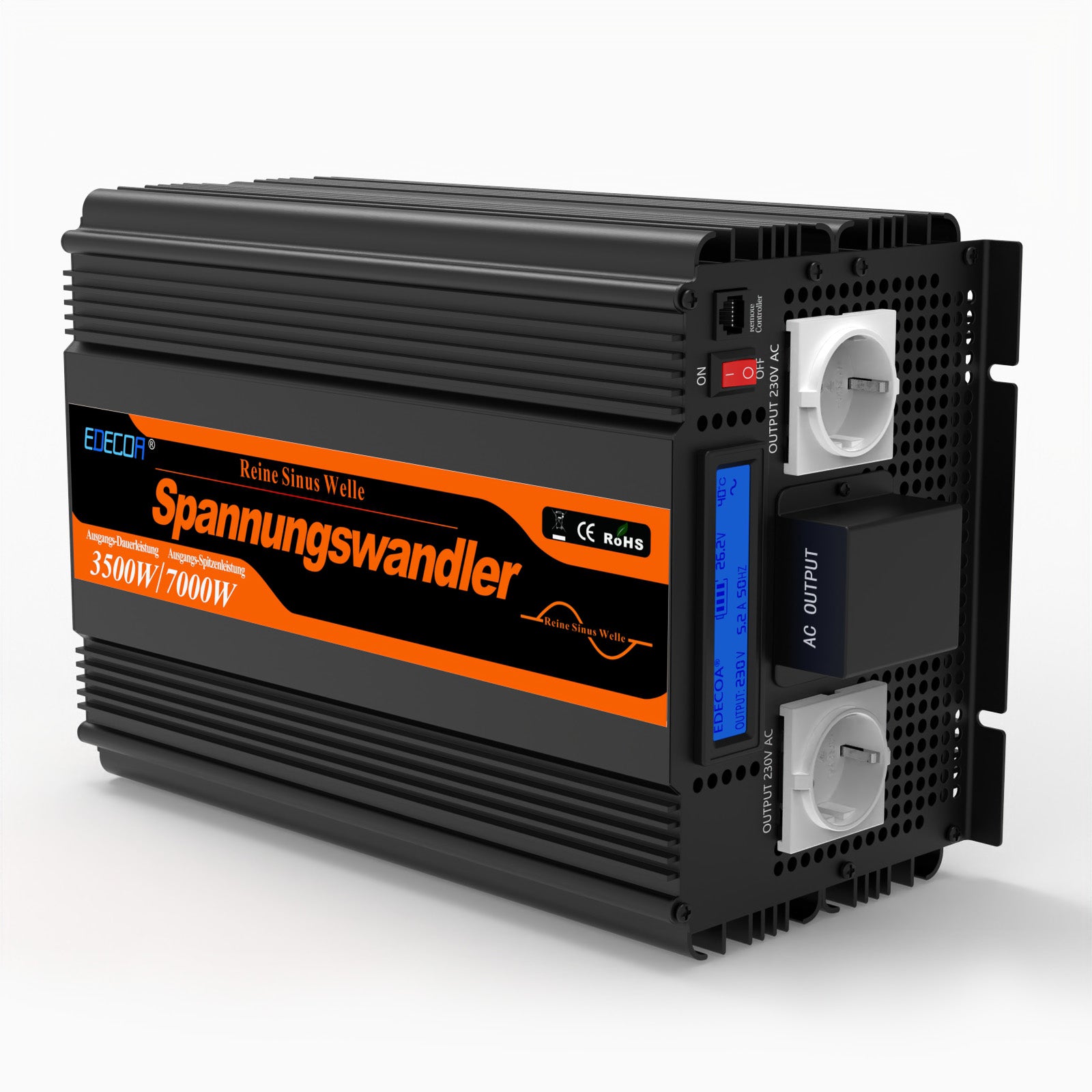 EDECOA 3500W DC 24V to AC 220V 230V pure sine wave power inverter