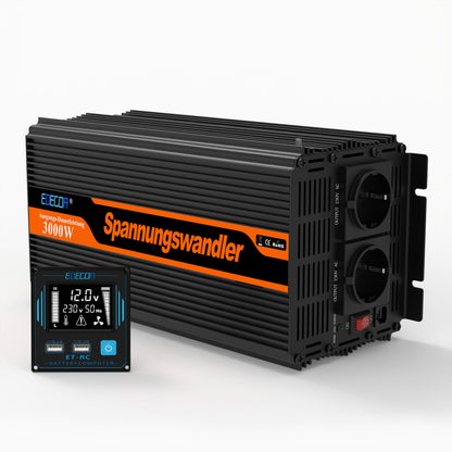 EDECOA 1000 W/2000 W DC 12 V AC 220 V 230 V onduleur à onde sinusoïdale pure