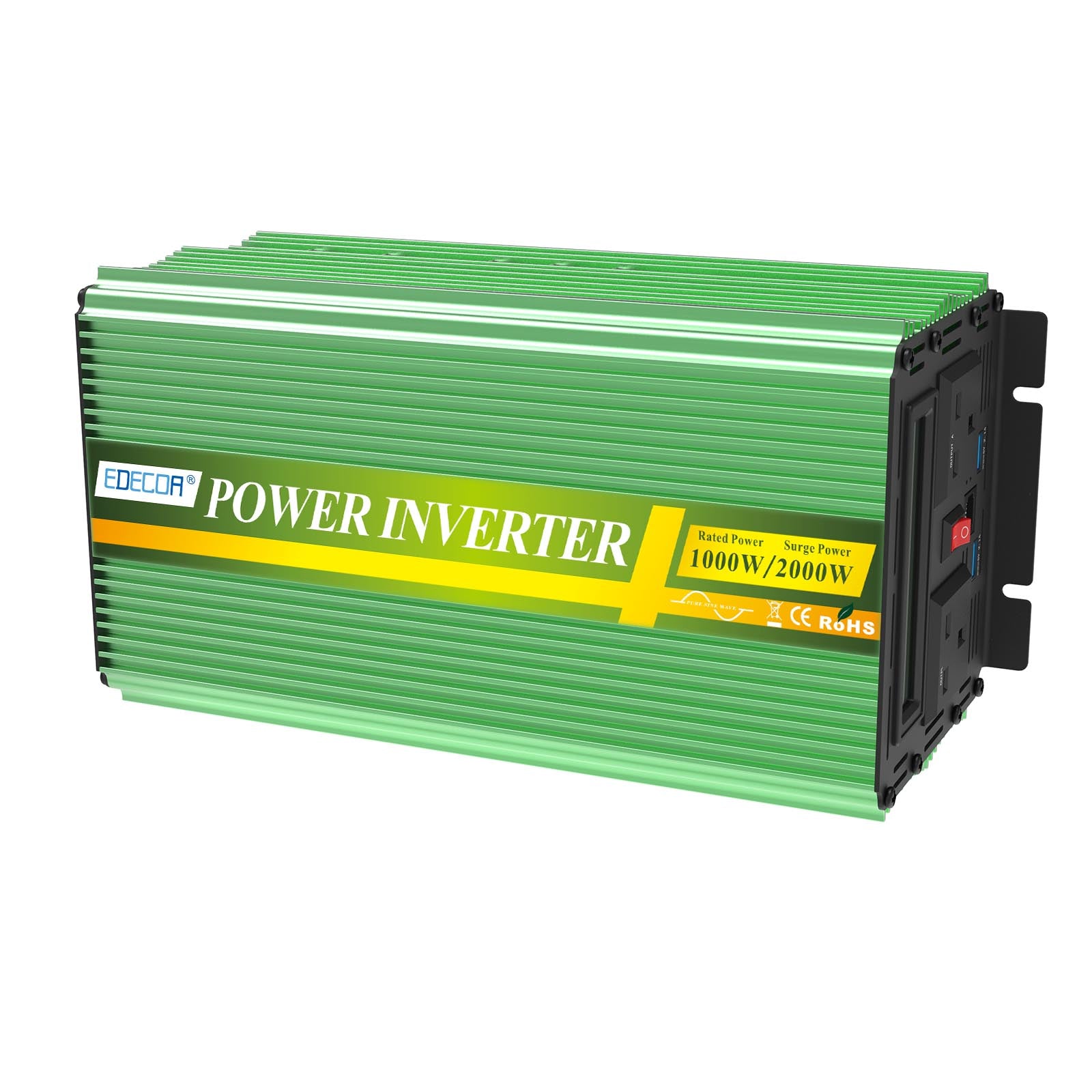 EDECOA 1000 W DC 12 V auf AC 240 V reiner Sinus-Wechselrichter mit UK-Steckdose