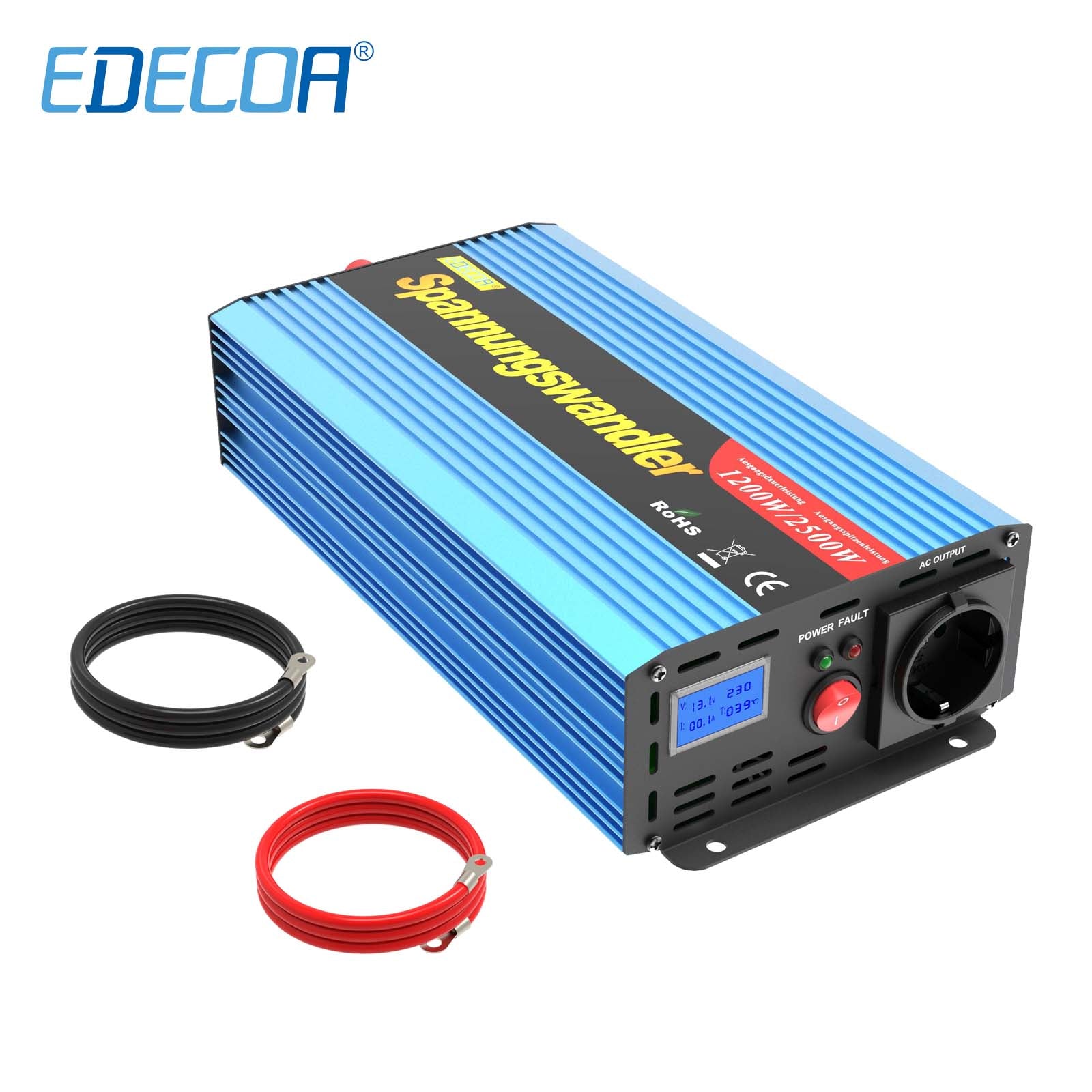 EDECOA 1200W/2500W DC 12V AC 220V 230V modified sine wave power inverter