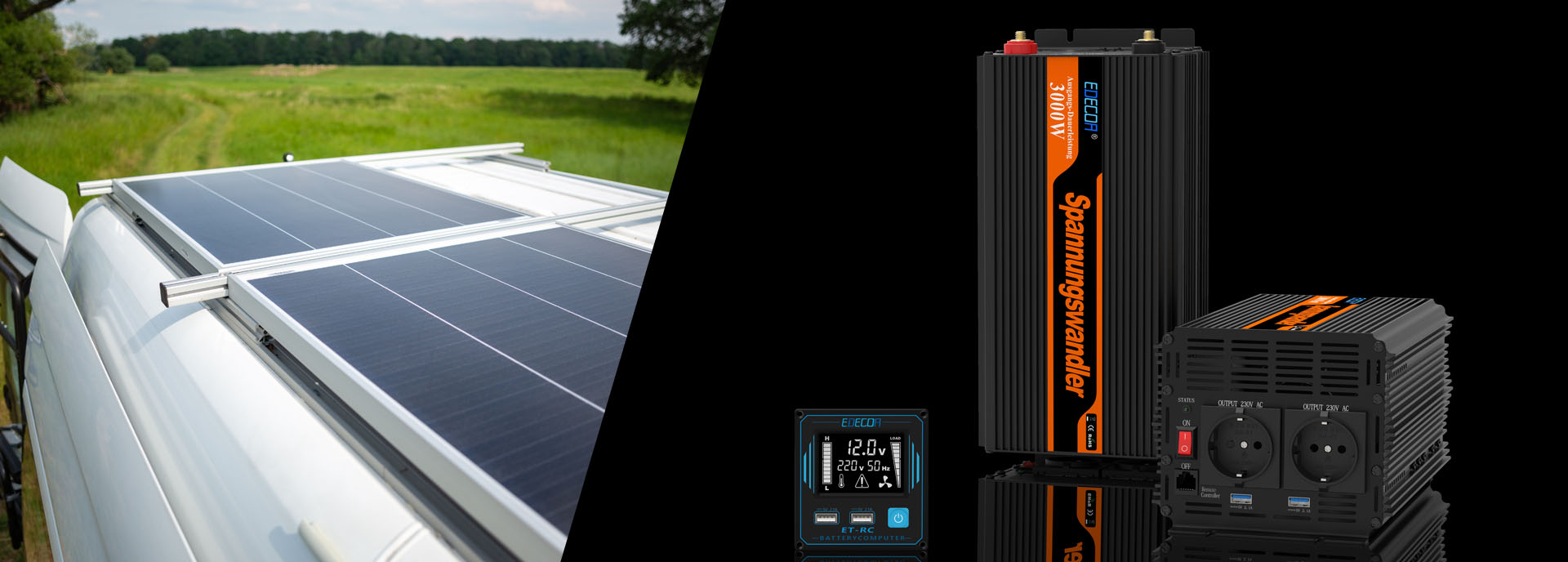 EDECOA 1600w Hybrid Wechselrichter 12v auf 220v 230v 2.2KVA/1600W Solar  Ladegerät MPPT 80A Reiner