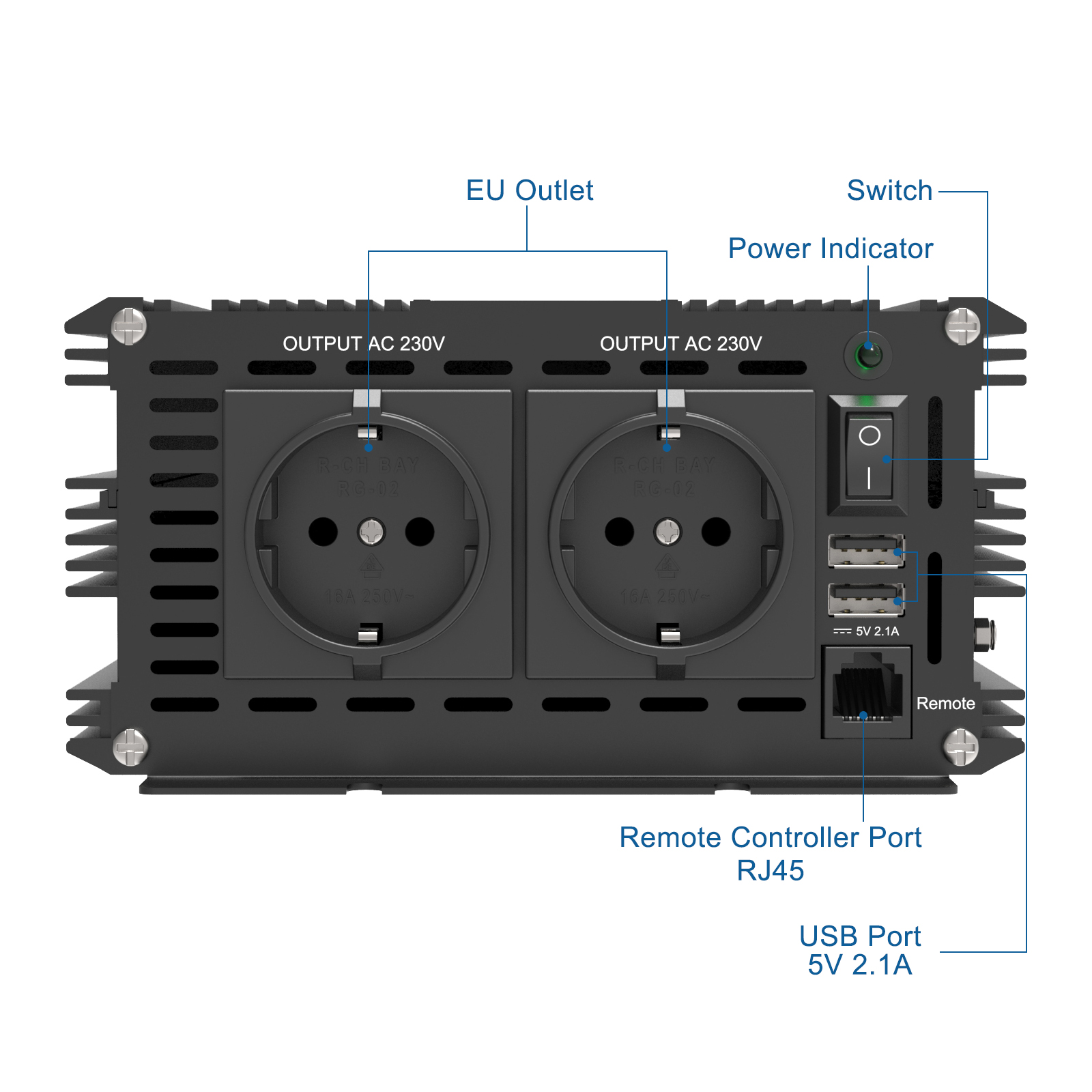 EDECOA convertisseur 12v 220v Pur Sinus 1500w écran 2X USB télécommande  transformateur de Tension Isolation galvanique Onduleur (2e génération) :  : High-Tech