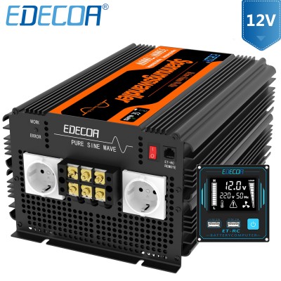 EDECOA 3500W Inversor Onda Pura 12V 220V Convertidor Transformator Camper  764880626155